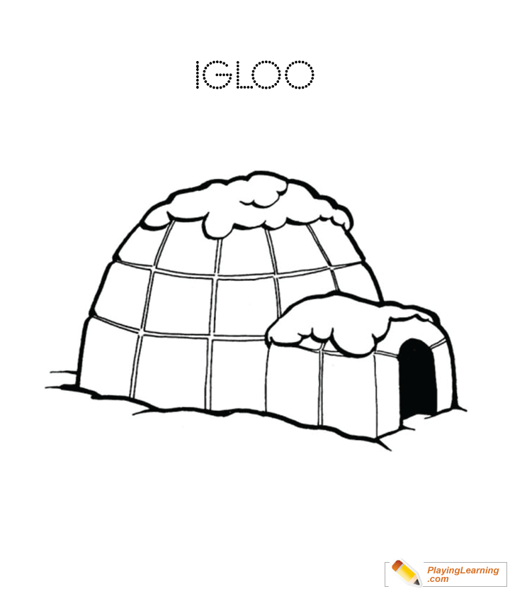 Igloo Coloring Eskimo Pages Inuit Drawing Fan Printable Penguin Kids ...