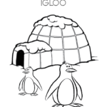 Eskimo and igloo coloring image
