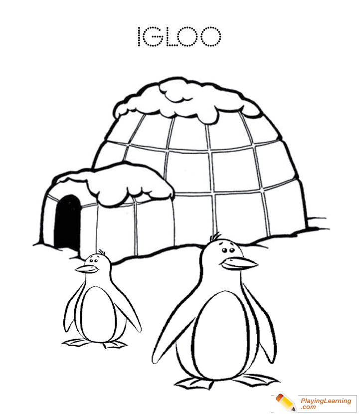 Eskimo Igloo Coloring Page  for kids