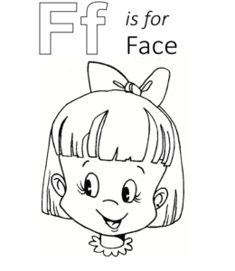 F is for Face coloring page for kids