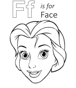 F is for Face coloring page for kids