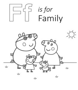 F is for Family coloring page for kids