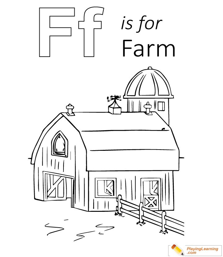 F Is For Farm Coloring Page  for kids