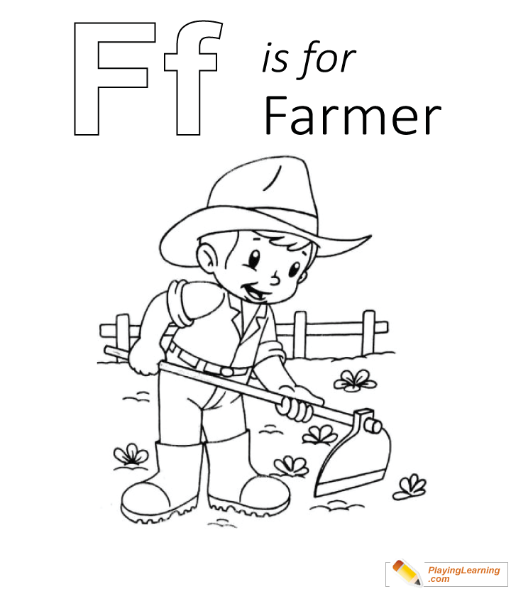 F Is For Farmer Coloring Page  for kids
