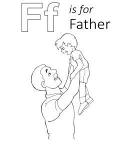 F is for Father coloring page for kids