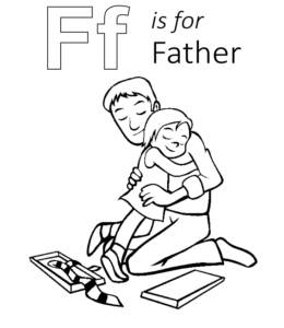 F is for Father coloring page for kids