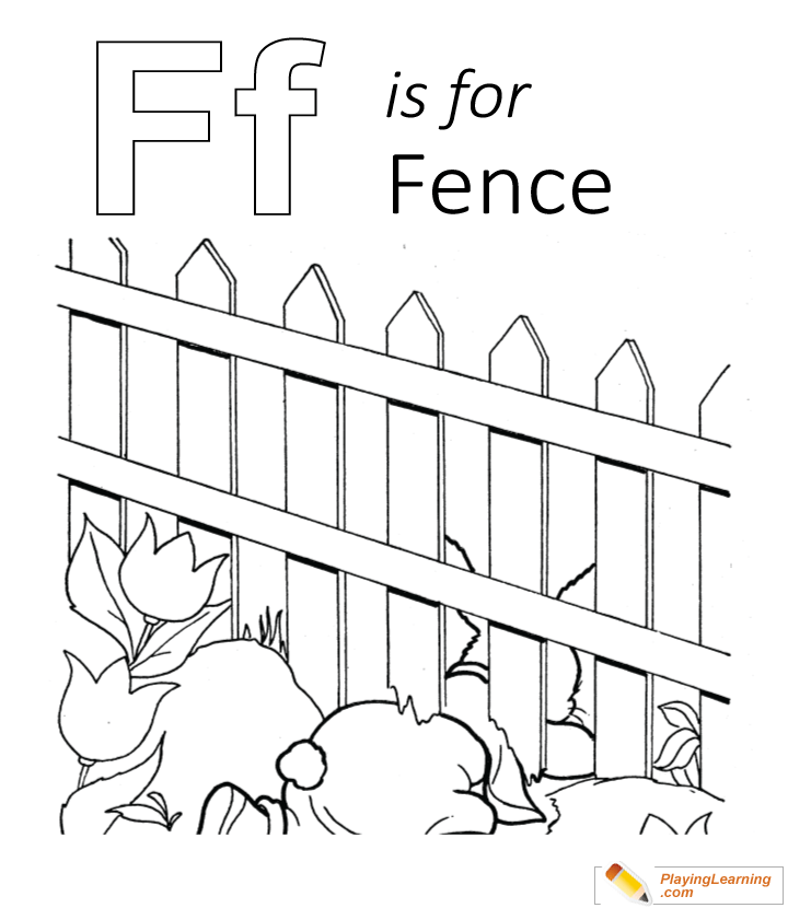 F Is For Fence Coloring Page  for kids