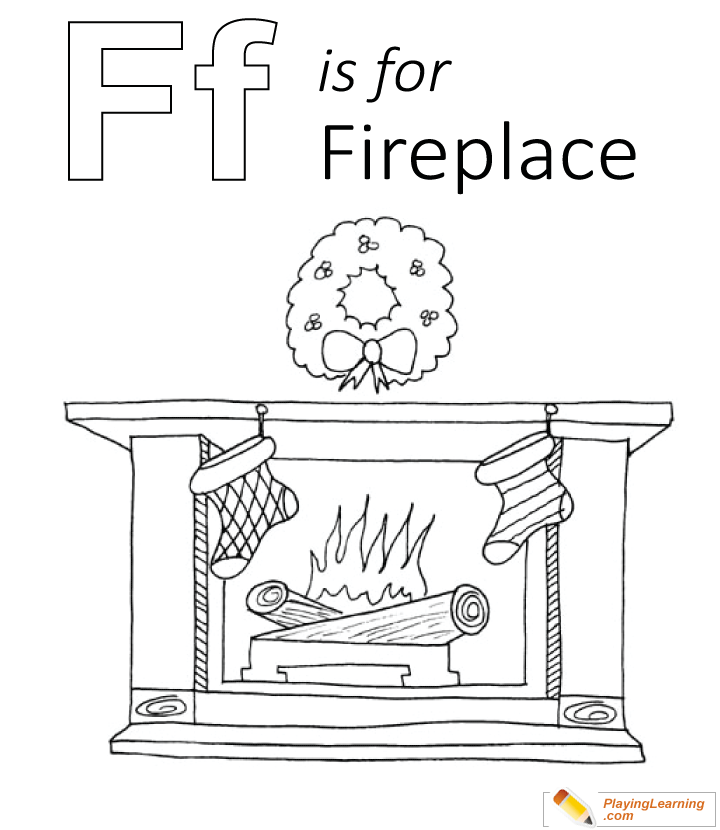 F Is For Fireplace Coloring Page  for kids
