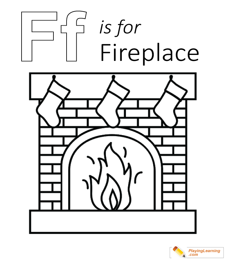 F Is For Fireplace Coloring Page  for kids