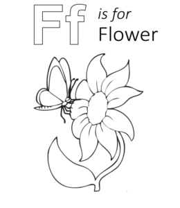 F is for Flower Coloring Page for kids