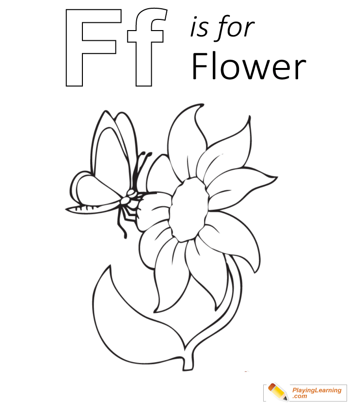 F Is For Flower Coloring Page  for kids