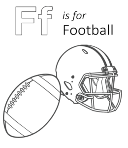 F is for (American) Football coloring page for kids