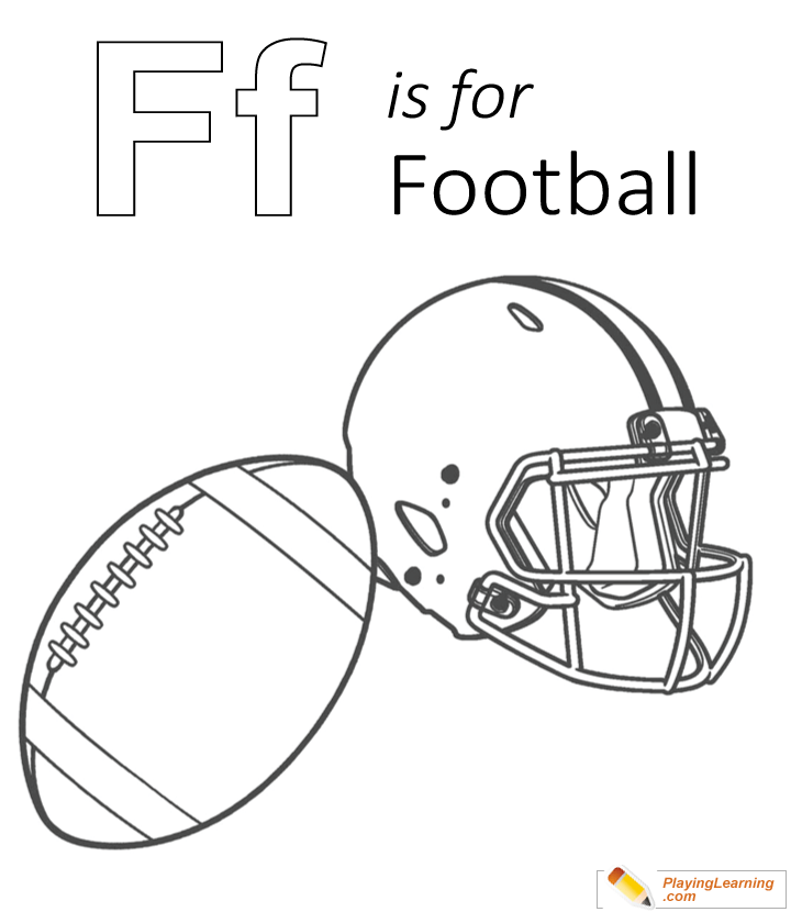 F Is For Football Coloring Page  for kids