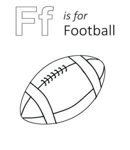 F is for (American) Football coloring page for kids