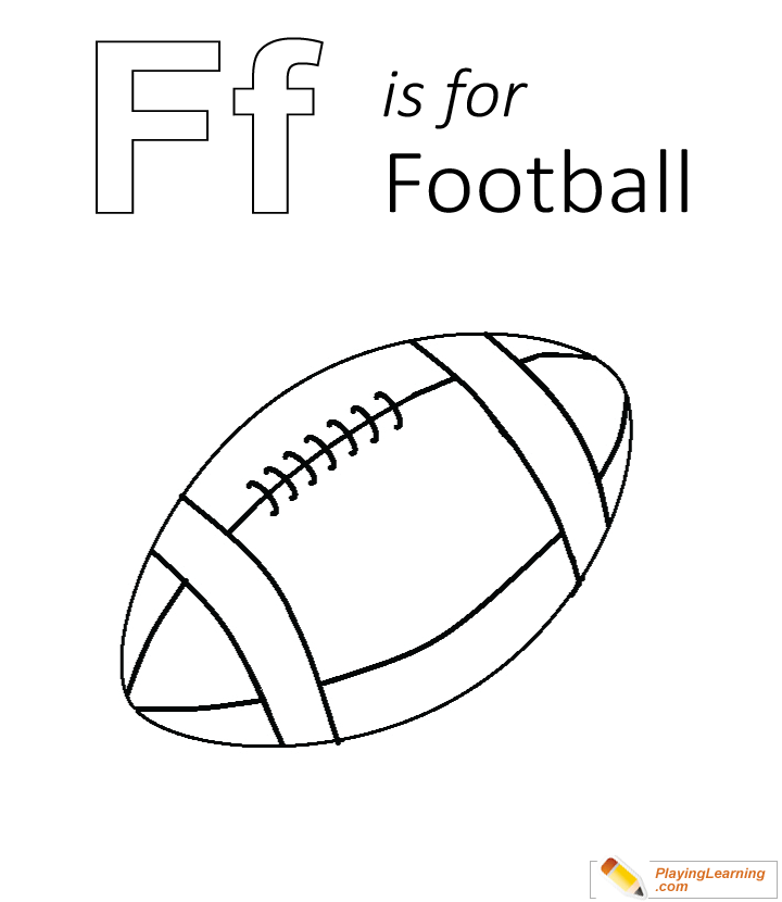 F Is For Football Coloring Page  for kids