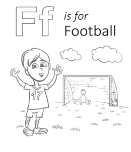 F is for Football coloring page for kids