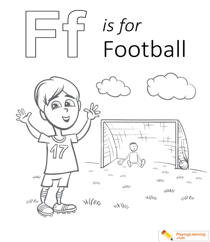 F Is For Football Coloring Page  for kids
