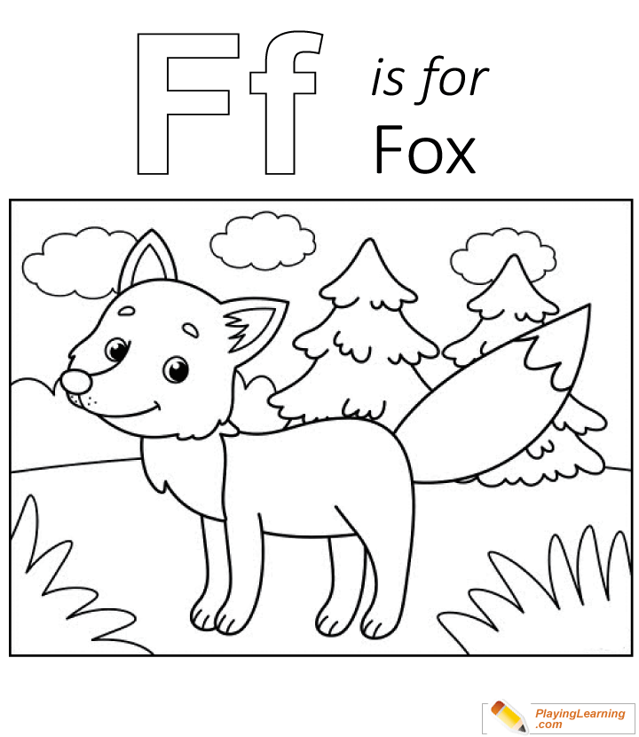 F Is For Fox Coloring Page  for kids