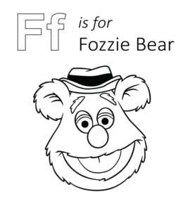 Sesame Street - F is for Fozzie Bear coloring sheet for kids