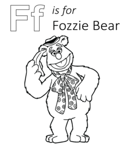 Sesame Street - F is for Fozzie Bear coloring sheet for kids