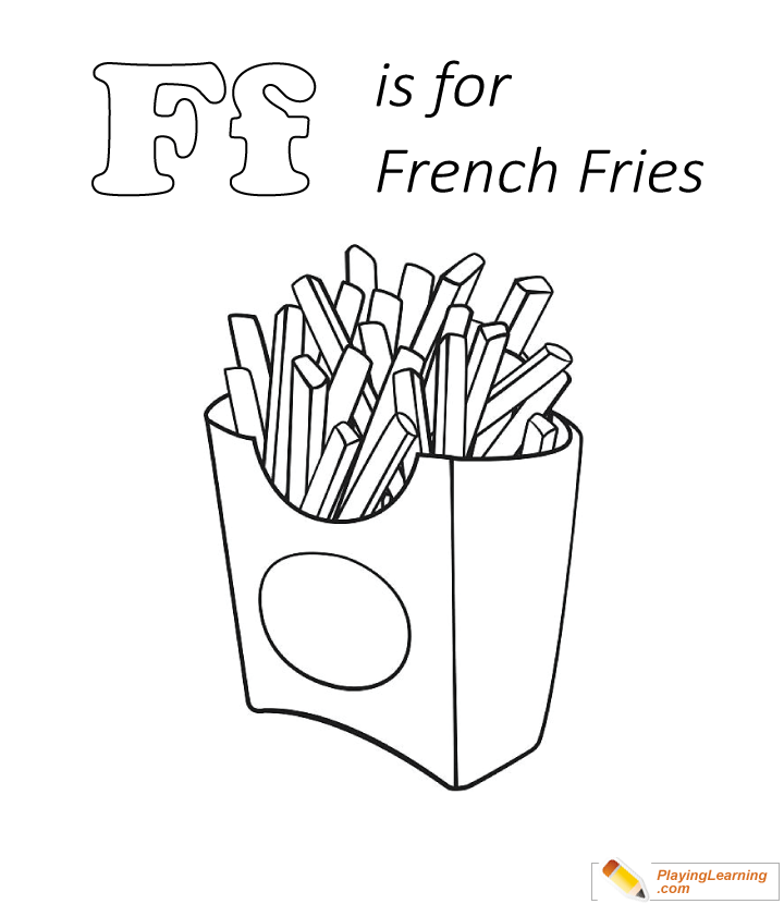 F Is For Fries Coloring Page  for kids