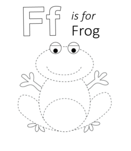 F is for Frog coloring page for kids