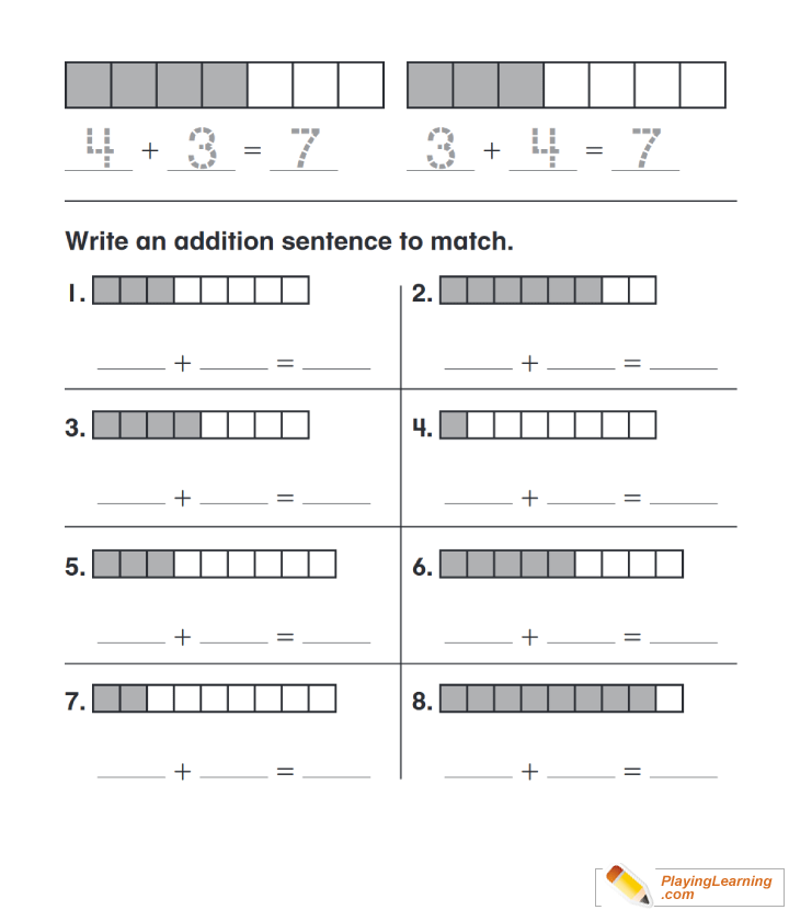 First Grade Addition Math Worksheet  for kids