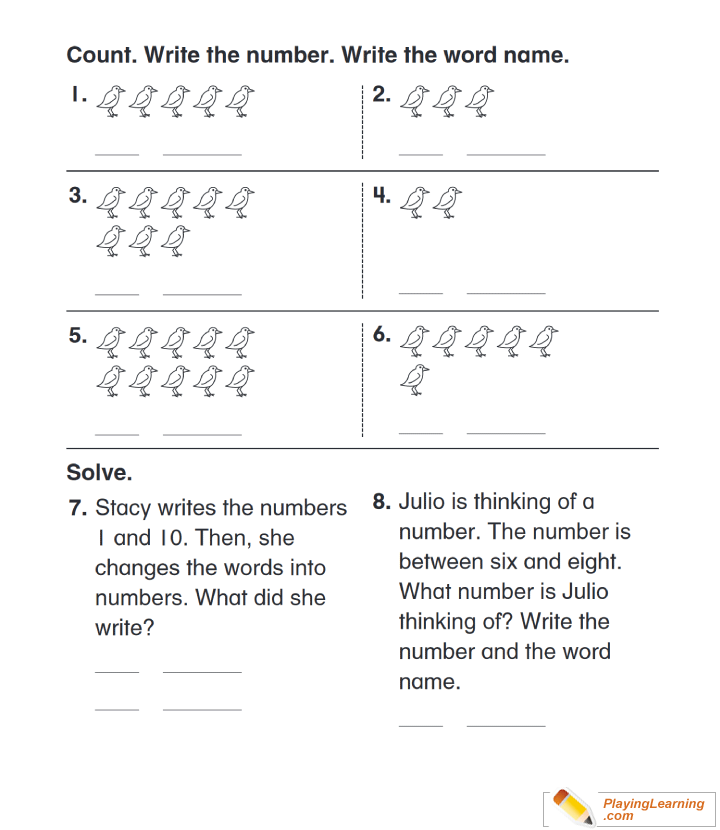 First Grade Counting And Writing Number Worksheet  for kids