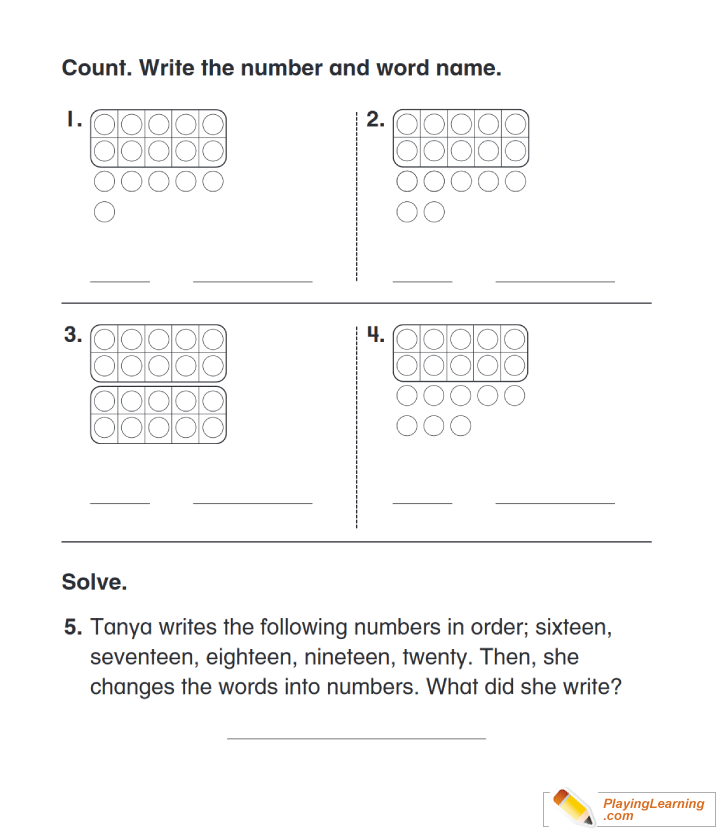 First Grade Counting And Writing Number Worksheet  for kids