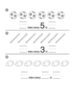 First grade subtraction with counting worksheet for kids