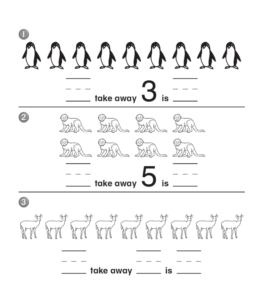 First grade subtraction with counting worksheet for kids