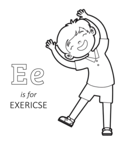 Staying healthy - Exercising coloring page for kids