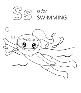 Staying healthy - Swimming coloring page for kids