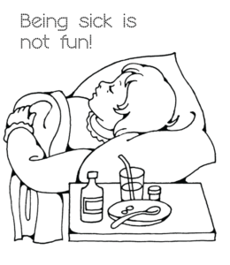 Flu season - Being sick is not fun coloring page for kids