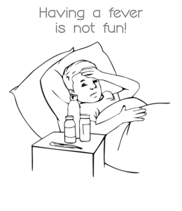 Flu season - Being sick is not fun coloring page for kids