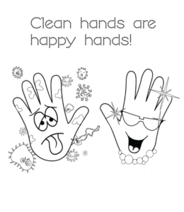 Keep your hands cleans coloring page for kids