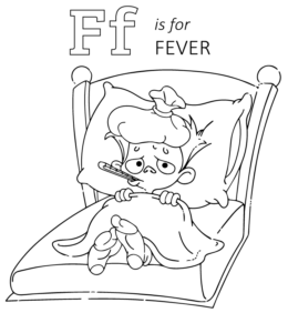 F is for Fever coloring page for kids
