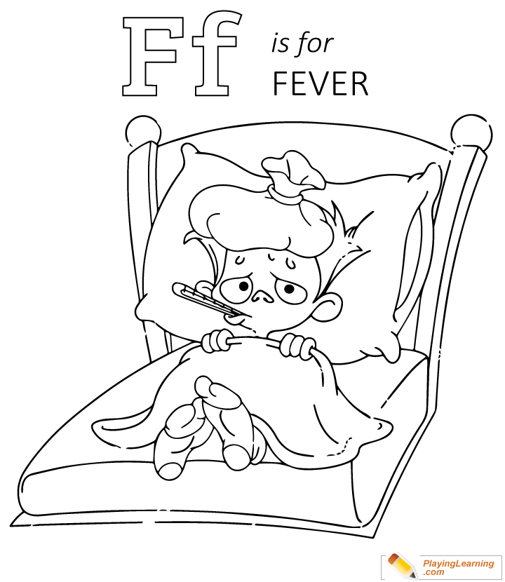 Flu Season F Is For Fever Coloring Page  for kids