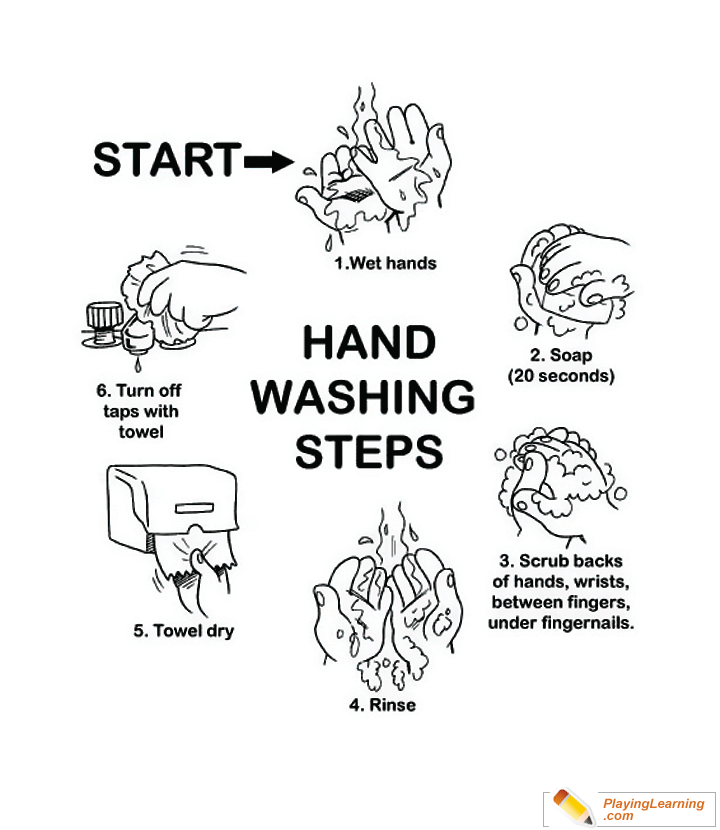 Flu Season How To Wash Hands Coloring Page  for kids