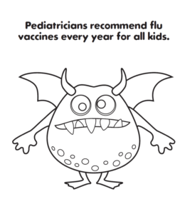 Flu season - Vaccination coloring page for kids