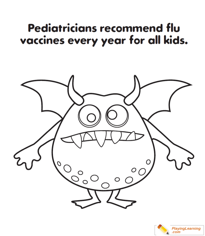 Flu Season Vaccination Coloring Page  for kids