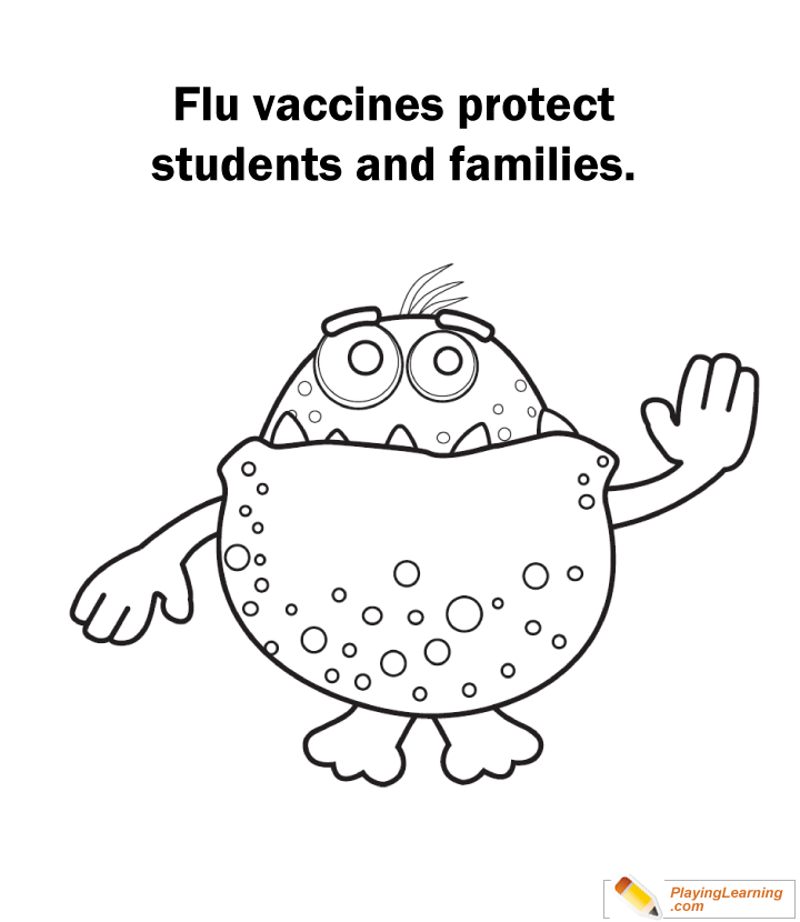 Flu Season Vaccination Coloring Page  for kids