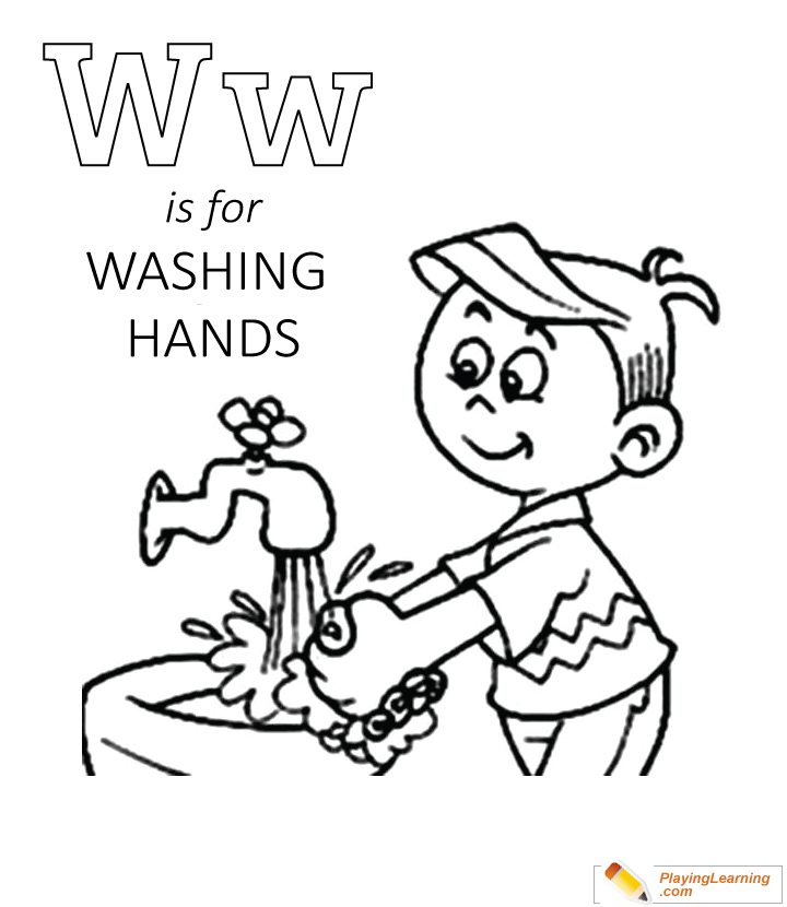Flu Season W Is For Washing Hands Coloring Page  for kids