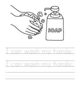 Washing hands writing worksheet  for kids