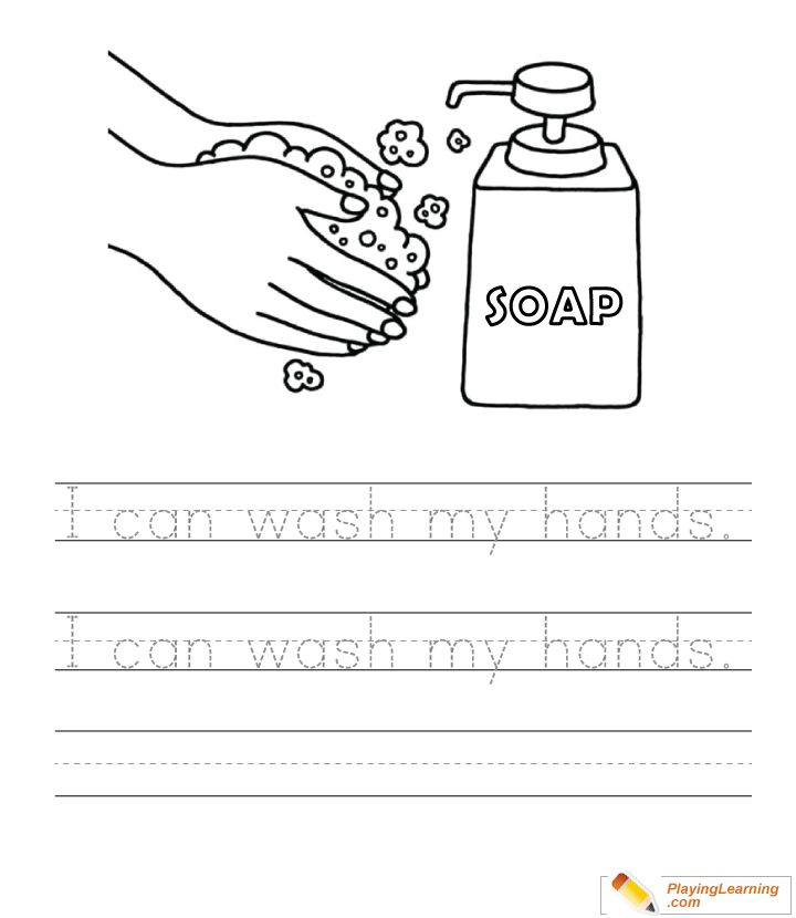 Flu Season Washing Hands Writing Practice Sheet  for kids