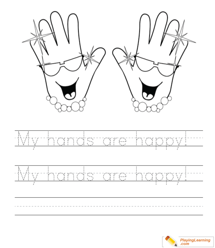 Flu Season Washing Hands Writing Practice Sheet  for kids