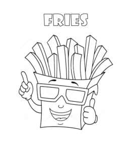 Cartoon French fries coloring page for kids