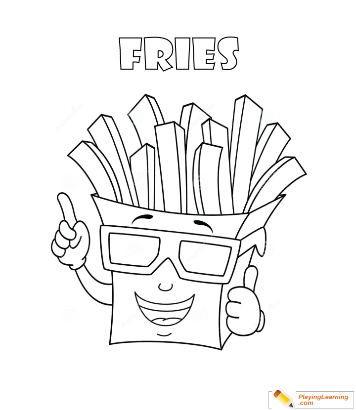 French Fries Coloring Page  for kids