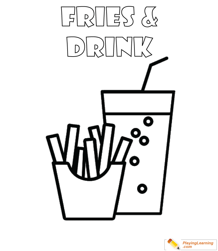 French Fries Coloring Page  for kids
