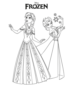 Frozen Movie Anna & Elsa Coloring Page 3 for kids